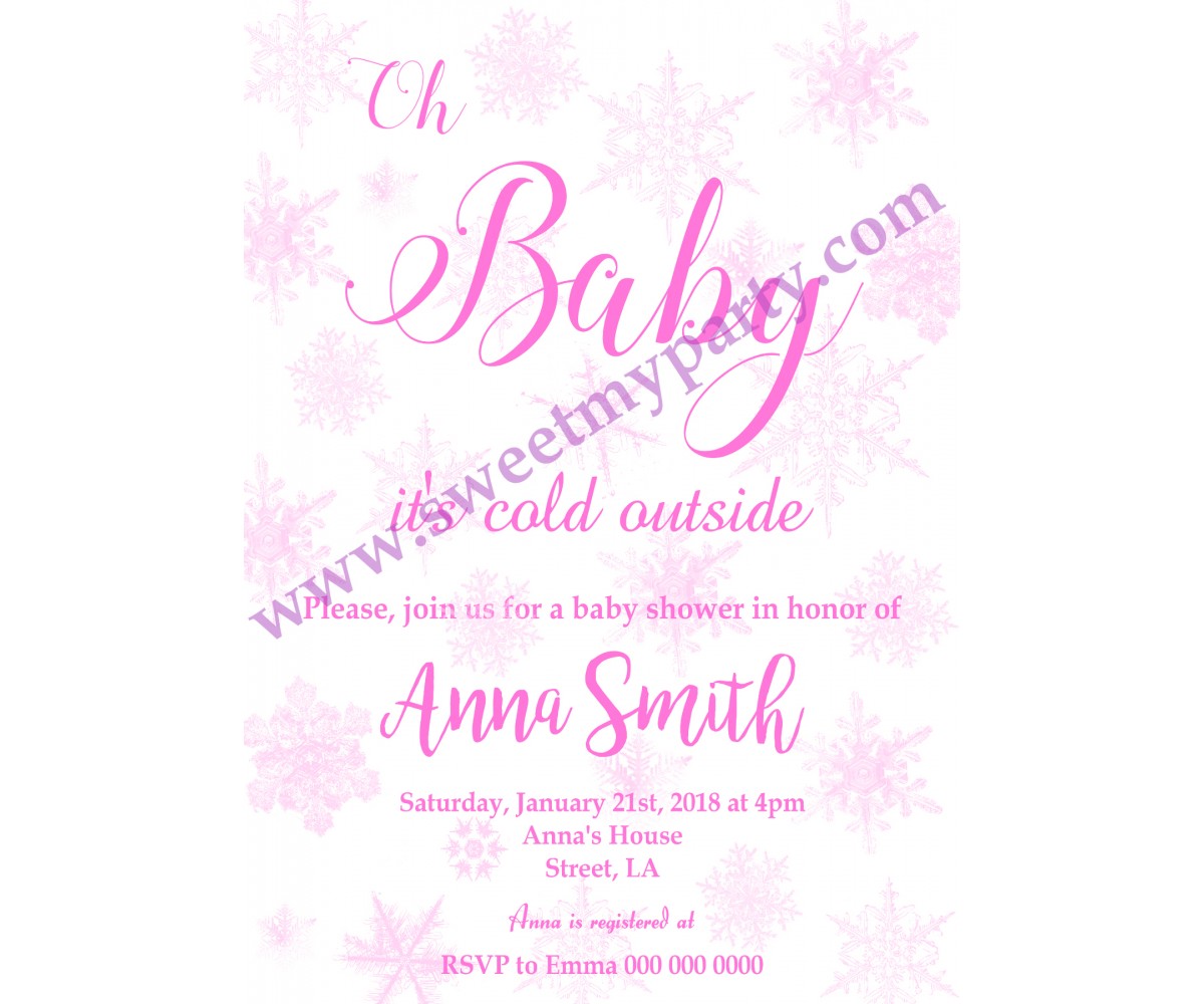 Winter Wonderland Baby Shower Invitation,(pink 3)